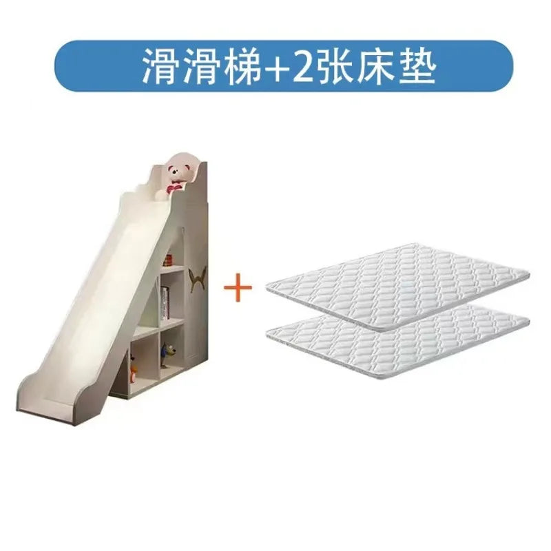 Customizable girl princess bunk bed two-story high-low sister high guardrail slide elevated bed