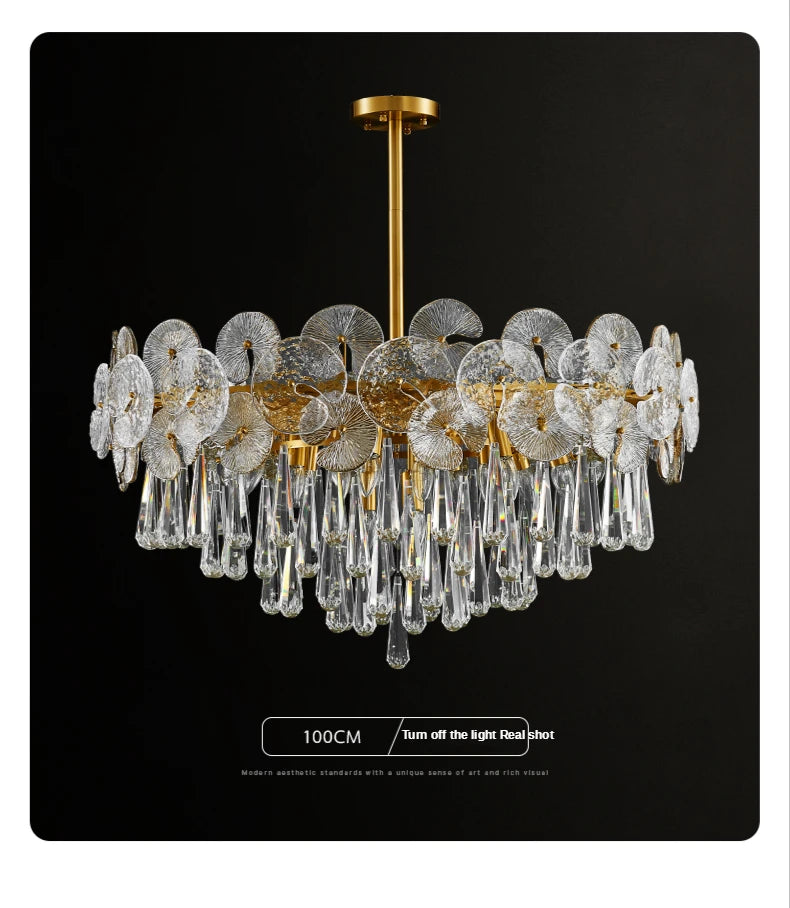 Nordic Luxury Living Room Lotus Pendant Lamp 2024 Modern Crystal Chandeliers Bedroom Restaurant Hotel Home Decor Lustre Fixtures