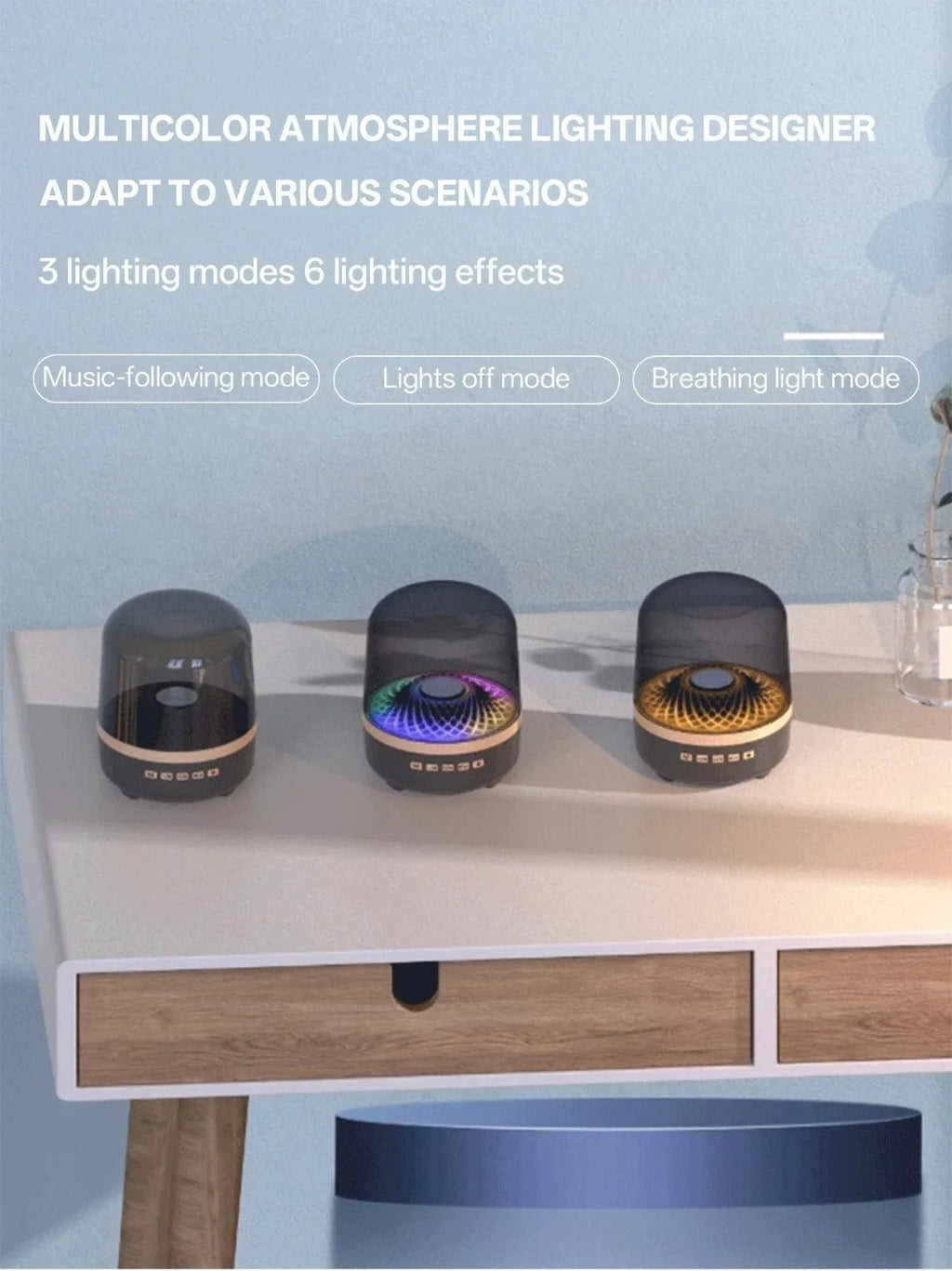Portable Wireless Soundbar with Bluetooth 5.3 HomeTheater Speaker Subwoofer Hi-Fi Acoustic Breathing Lamp for Android and iOS