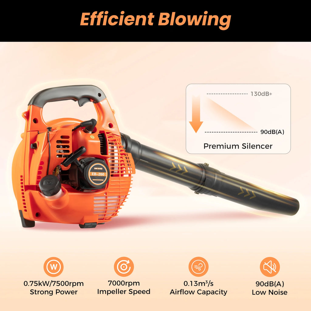 Gasoline Leaf Blower 25.4cc,Gas-Powered Leaf Blower with 25.4cc Engine,Anti-Suction Mesh,Ergonomic Handle for Yard and Lawn Care