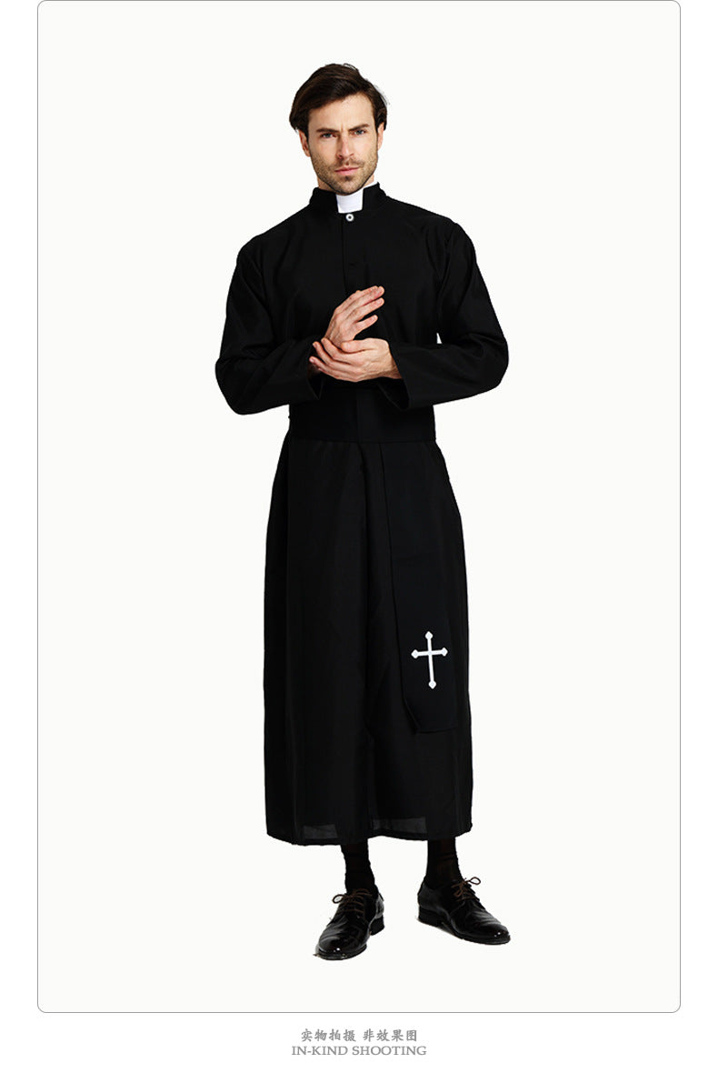 Adult Priest Pastor Minister Costume Men Religious Missionaries Clergyman Costumes Carnival Purim Mardi Gras Vocaloid Cosplay