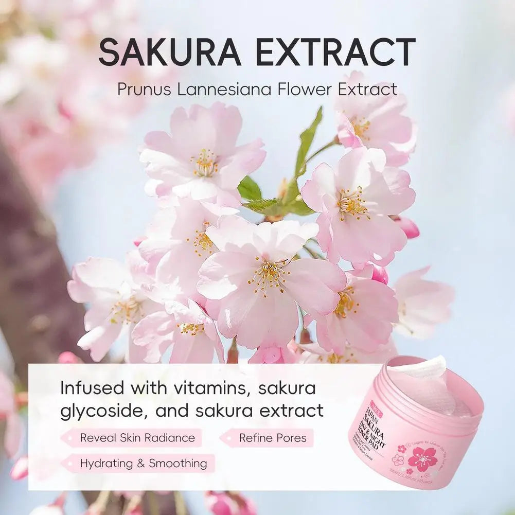 Sakura Toner Pads for Soothing, Hydrating & Redness Relief, Gentle for Sensitive Skin,Daily Night Moisturizing Face Skin Care