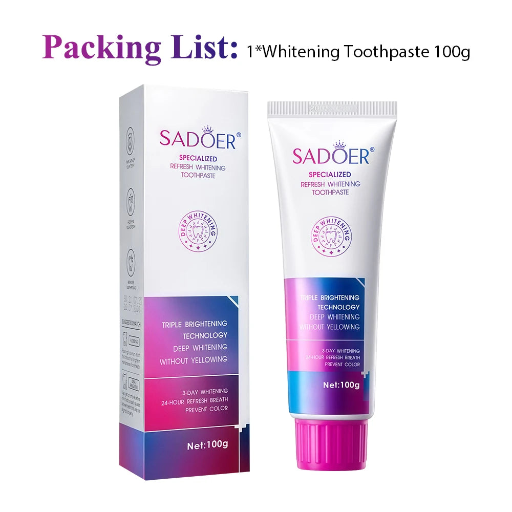 Teeth Whitening Toothpaste Effectively Removes Tea, Coffee, and Wine Stains Fresh Breath Toothpaste for Sensitive Teeth 3 Pack