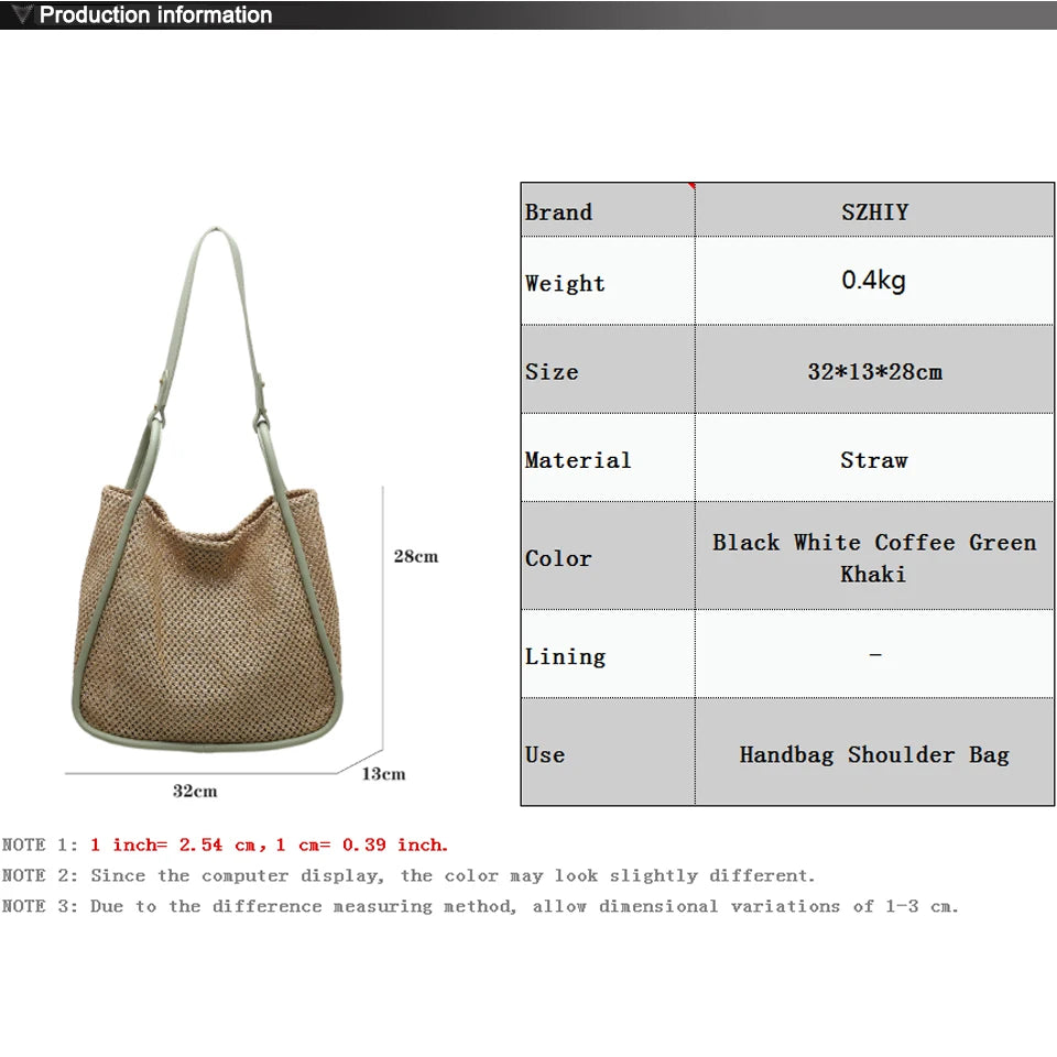 Summer Large Beach Bag Ladies Designer Tote Straw Woven Hollow Shoulder Out Soft Large Capacity Vacation Shopping Handbag Purse