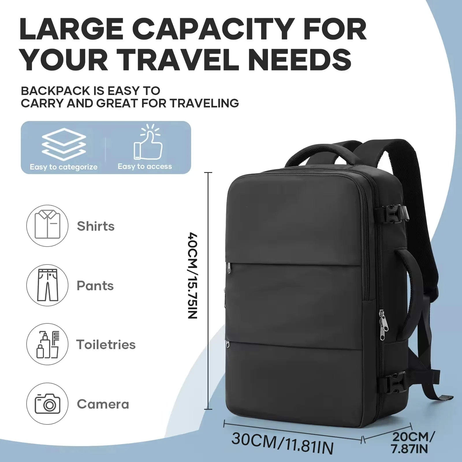 Ryanair 40x30x20 Luggage Cabin Bag, 40x30x20 Bag Men Women 15.6inch Laptop Bag Business  Travel Backpack，College School Backapck