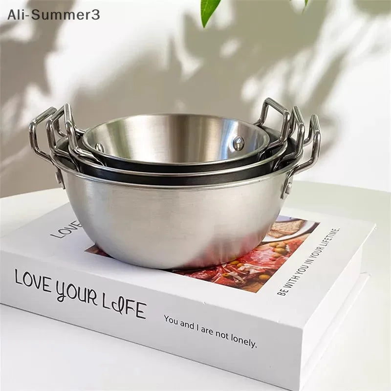 Stainless Steel Seafood Rice Pot Home Cooking Paella Pan Picnic Snack Plates Cookware Saucepan Dry Pots With Handle For Kitchen