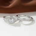 Huitan Vintage Black/White Cubic Zircon 2Pcs Set Rings for Women Anniversary Party Temperament Elegant Lady Accessories Jewelry