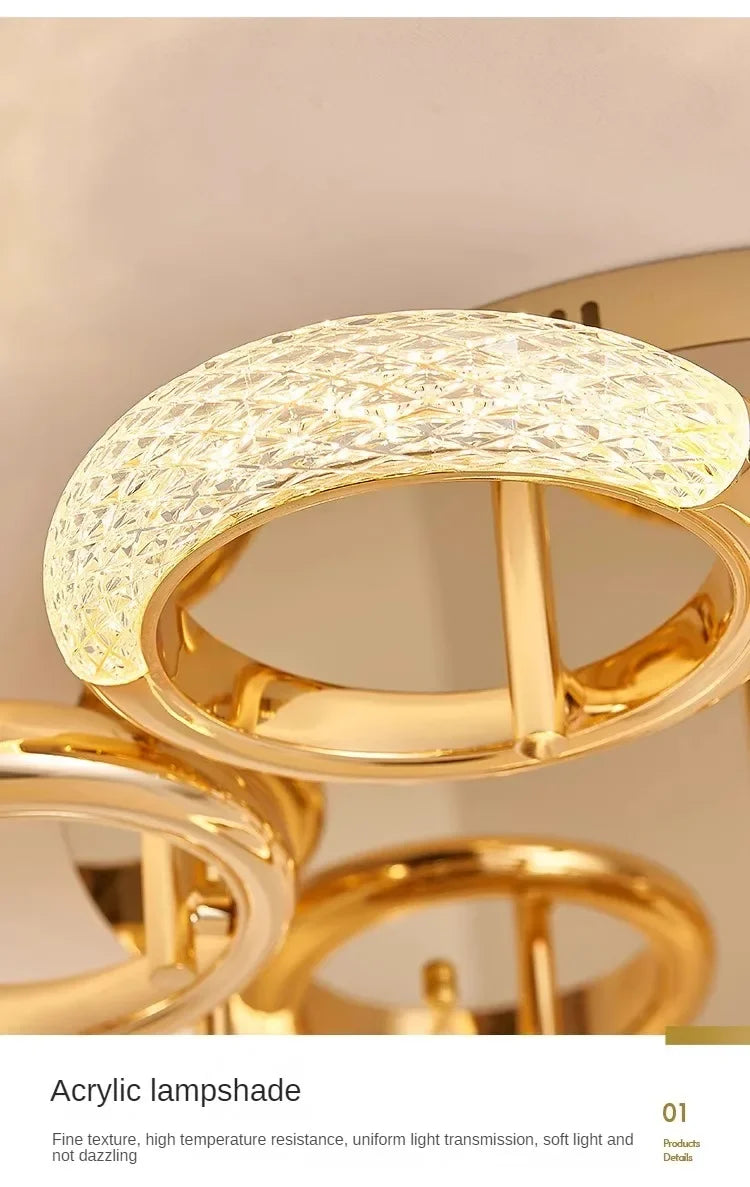 Modern Chandelier For Living Room Bedroom Nordic Golden Ring Ceiling Lamp Luxury Home Decor Indoor Ceiling Light Lustre Fixtures