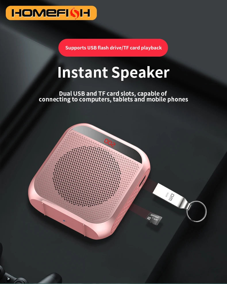 Portable speaker, voice and audio amplifier with microphone, tour guide, shopping mall hawking, teacher, teaching speaker, playe