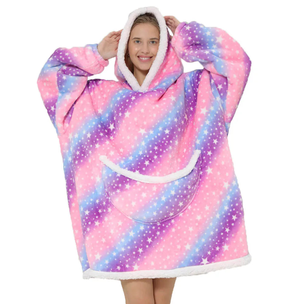 Lazy Hoodie Blanket Oversized for Women Winter Fleece Sherpa Leopard Print Sleeping Blanket Hoodies Thicken Fleece Sweatshirt