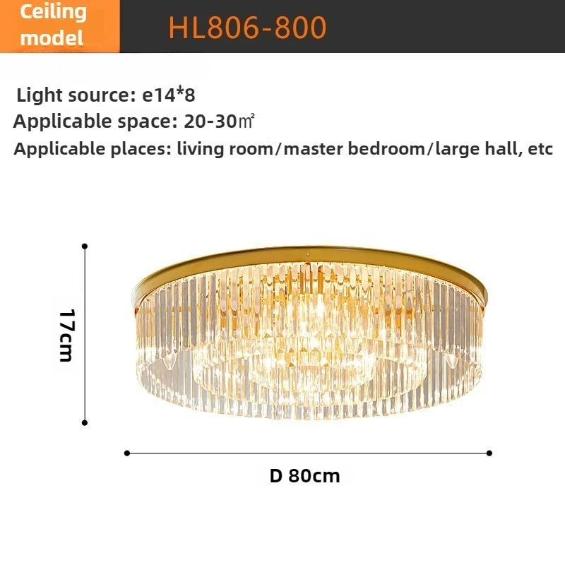 Modern LED Crystal Chandelier American Atmosphere Living Room Villa Hanging Light Bedroom Dining Room Pendant Lamp Home Decor