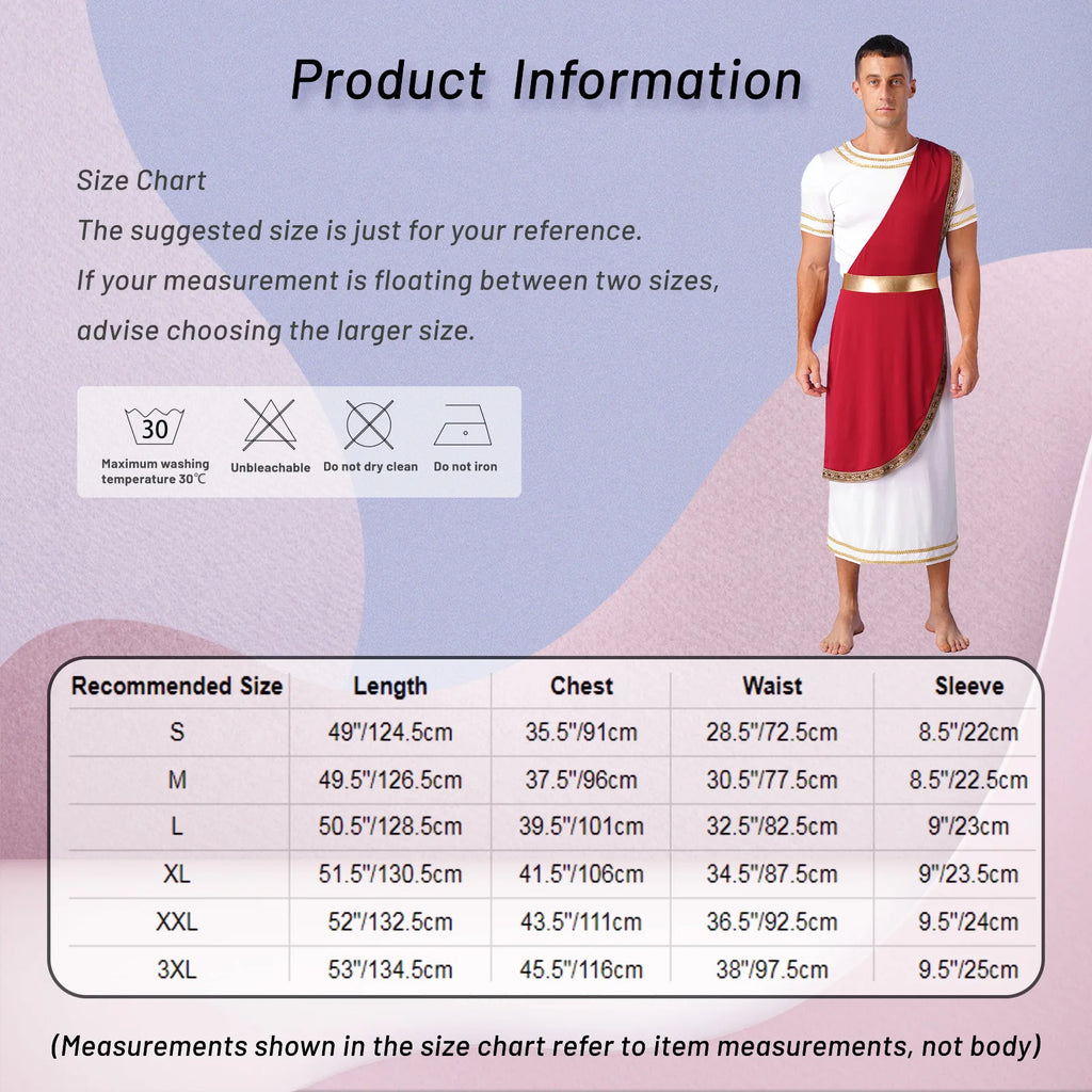 Mens Ancient Greek God Cosplay Outfit Roman Robe Costumes Ancient Greek Toga Spartan Dress Up Retro Vintage Warrior Clothing