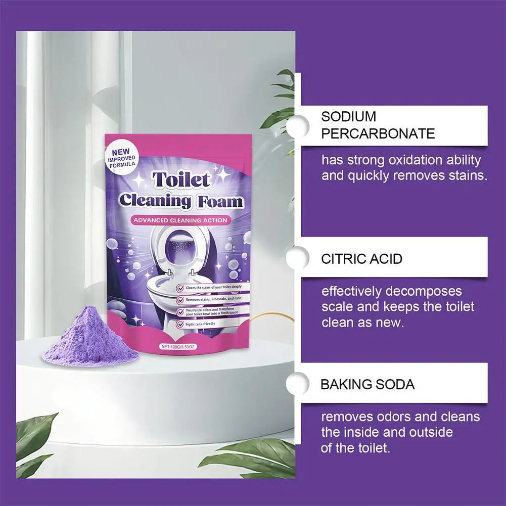 Household Toilet Cleaning Powder Powerful Descaling Stain Remover Odor Eliminator Fresh Fragrance Easy to Use