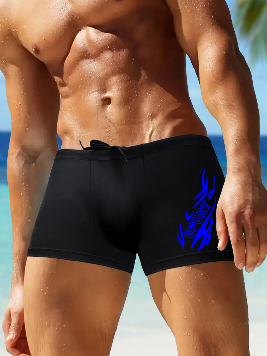 Fashionable Pool Party Swimming Trunks Men's Slim Fit Swim Shorts Gym Beach Essentials Quick Dry Stretchy Fabric