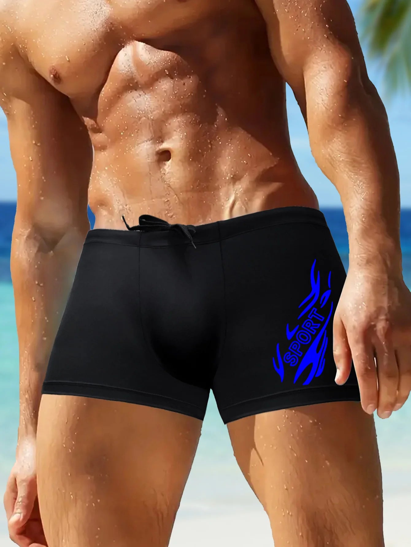 Fashionable Pool Party Swimming Trunks Men's Slim Fit Swim Shorts Gym Beach Essentials Quick Dry Stretchy Fabric