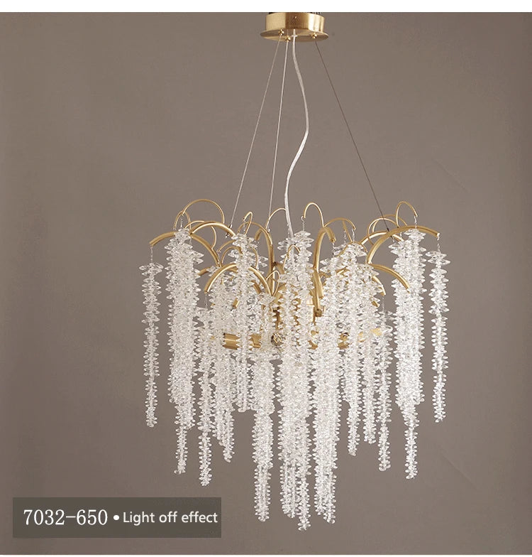 Morden LED Art Strip Crystal Ceiling Chandeliers Branch Pendant Lamp Villa Hall Hanging Light Home Decor Lustre Lighting Fixture