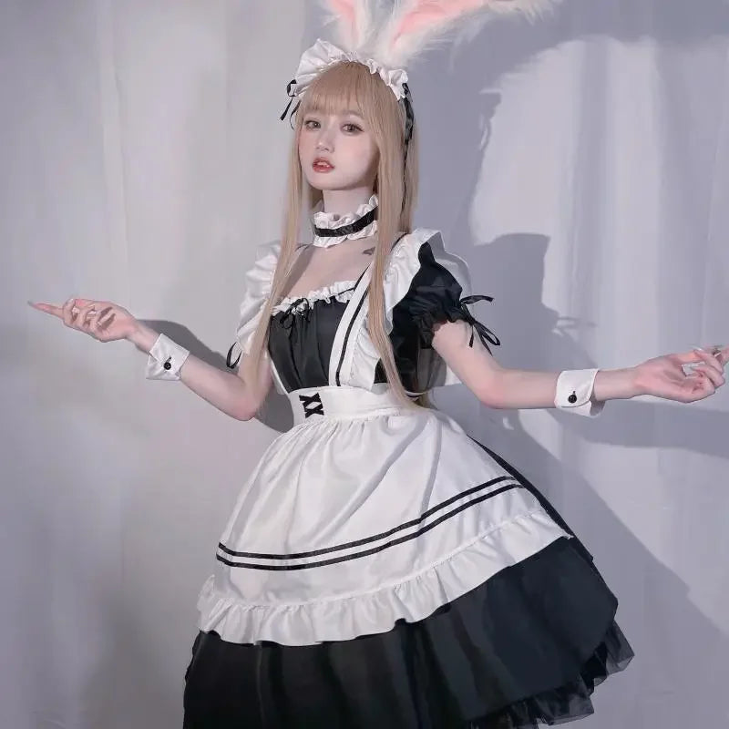 Maid Costumes Black White Maid Outfit Anime Cosplay Sexy Gothic Lolitamiad Dress Kawaii Fairy Uniform Plus Size Lingerie Clothes