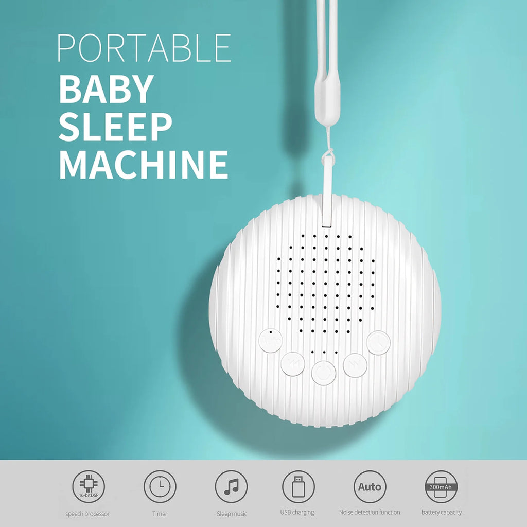 Portable White Noise Sound Machine Baby Sleep Machine 10 Soothing Sounds Volume Adjustable Built-in Rechargeable Battery USB