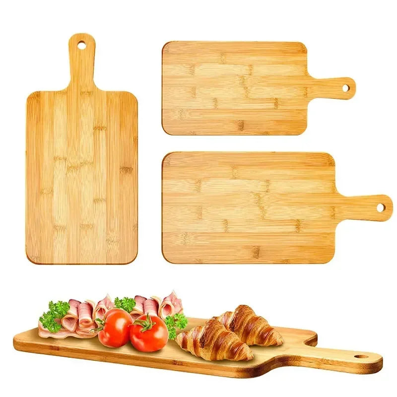 Bamboo Cutting Board with Handle Large Wooden Serving Board Kitchen Chopping Boards Charcuterie Board for Pizza Vegetables Meat