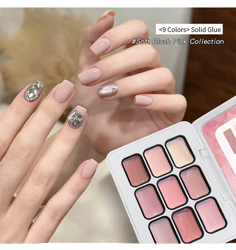 Jillradia 9-Colors New Popular Solid Gel Nail Gel Semi Permanent Nail Art Soaking UV LED Gel Christmas Manicure Gift Nail Salon