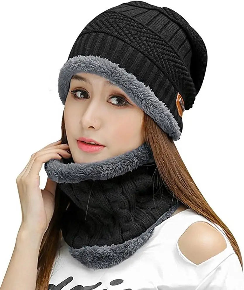 Winter Hat for Men Soft Velvet Knit Cap Coral Fleece Scarf Outdoor Riding Windproof Ski Mask Warm Thickened Cold Weather Gear