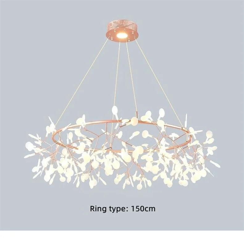 Nordic LED Firefly Ceiling Chandelier Modern Living Dining Room Pendant Lamp Bedroom Hanging Light Lustre Home Decor Fixture2023