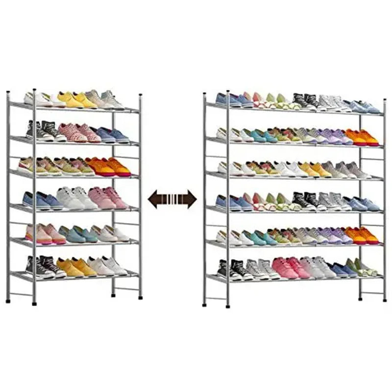 Shoe Rack Organizer Metal Iron of Expandable and Adjustable Shoes Organizer 18-36 Pairs Shoes Stackable Shoe Shelf for Doorway
