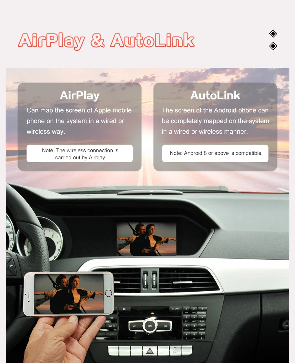 Wireless Carplay Becker Module For Mercedes Benz Class C W204 C204 S204 NTG 4.5 Support Android Auto Mirroring GPS Navigation