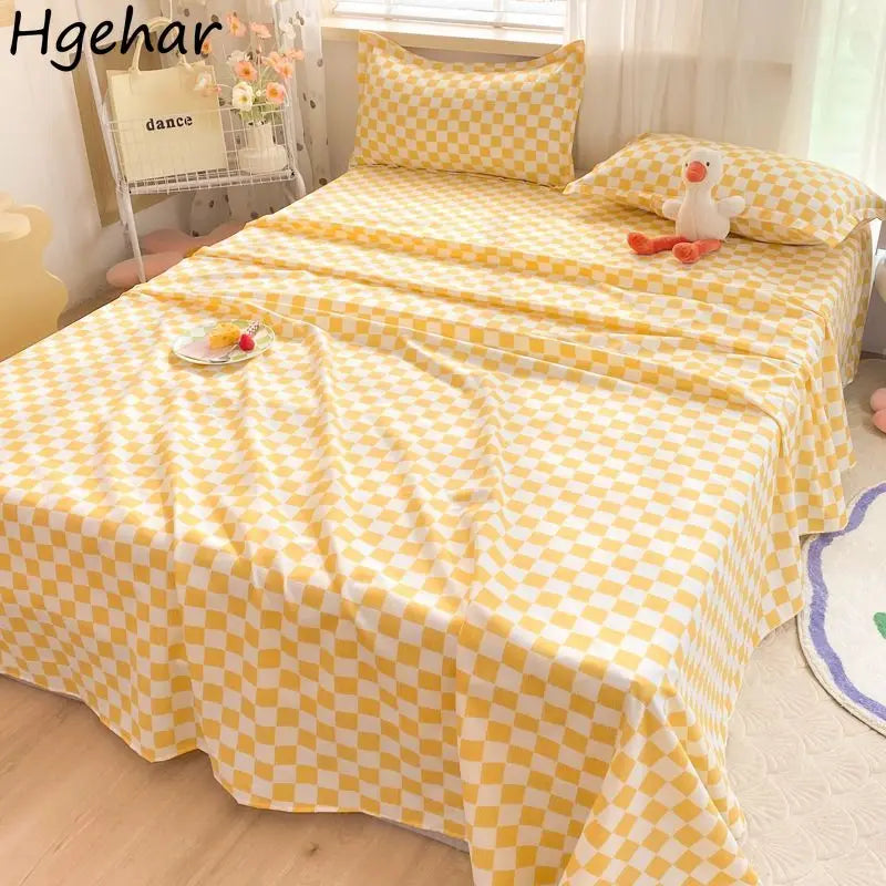 Bed Sheets Plaid Non-slip Comfortable Washed Twin Queen Full Size Nordic Style Universal Bedspread Simple Durable Antibacterial