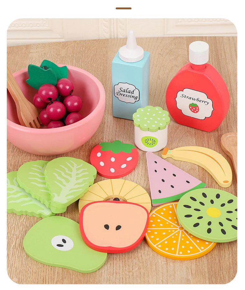 Wooden Pretend Play Food Kitchen Toys Classic Cutting Cooking Set Kids HousePlay Educational Imitation Game Toys for Girls Boys