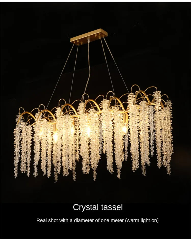 Morden LED Art Strip Crystal Ceiling Chandeliers Branch Pendant Lamp Villa Hall Hanging Light Home Decor Lustre Lighting Fixture