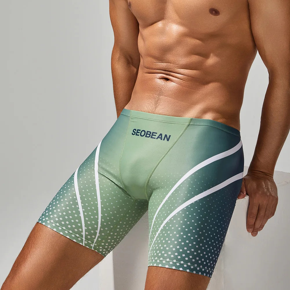 Men's Swimming Trunks Print Quick-Dry Slim-Fit Athletic Swimming Shorts Beach Water Sports Wear