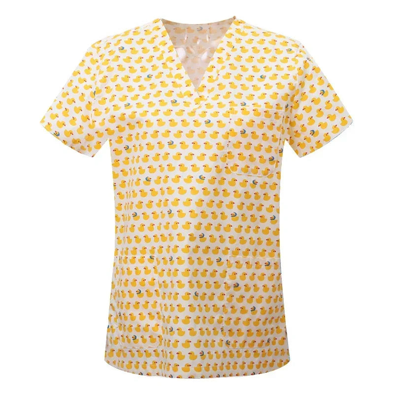 Women's Nursing Clothing High-quality Print Top Accessories Doctors Medical Uniform Hospital Nurse Beauty Salon Scrubs Top Women