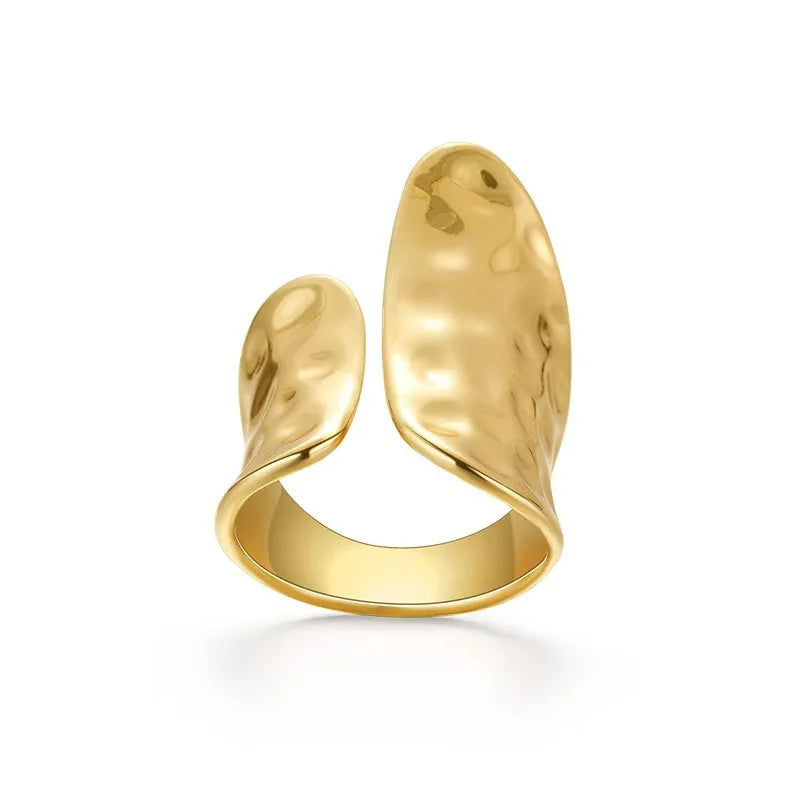 1 Simple Gold Couple Ring New Fashion Retro Punk Irregular Geometry Perfect for a Birthday Party Gift