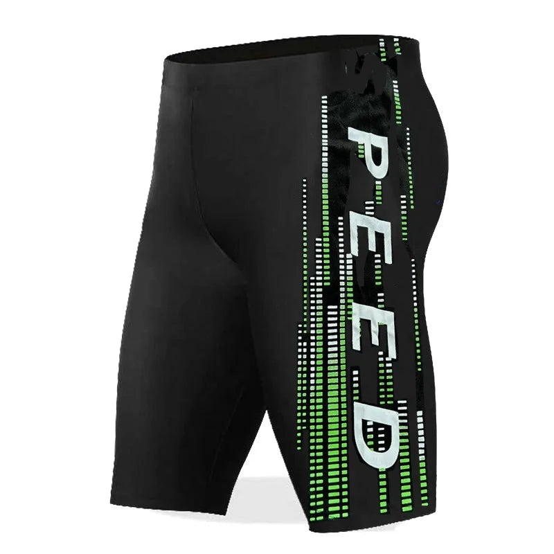 Men Swimming Trunks Elastic Quick Dry Slim Fit Racing Swim Trunks Mid Waist Bathing Boxers Surfing Water Sports Swimming Shorts