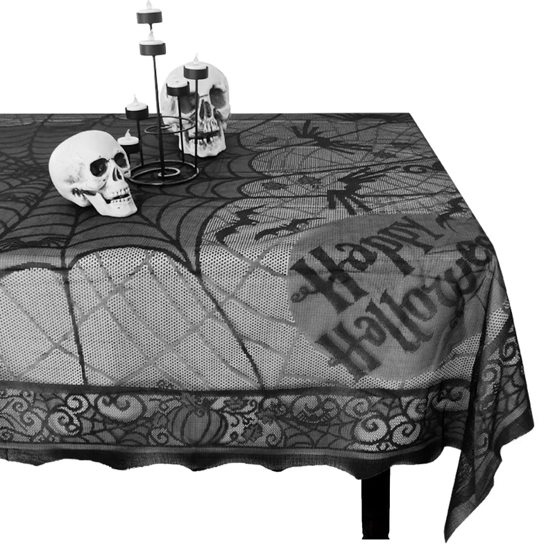 1 pcs of Halloween lace tablecloth spider web skull pattern rectangular shape for party decoration haunted house pumpkin design
