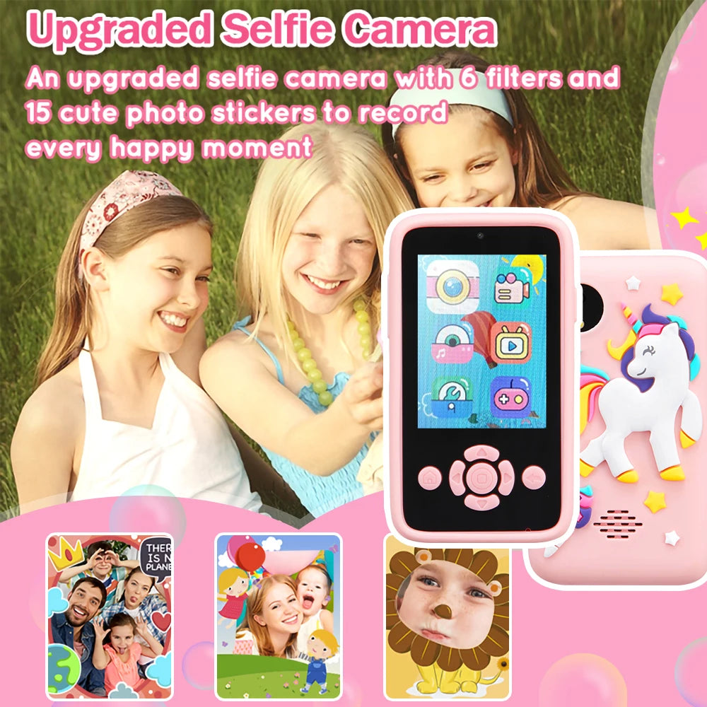 Children Phone Camera Toys Mp3 Music Player Puzzle Games Tooddler Leaning Toys for Girls Boys Age 3-10 Birthday Gifts With 32G