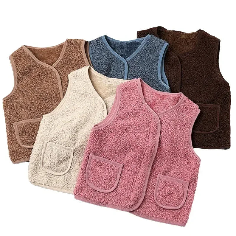 toddler girl winter clothes Autumn and Winter Children's New Lamb Velvet Vest Warm Vest for Infants and Girls toddler
