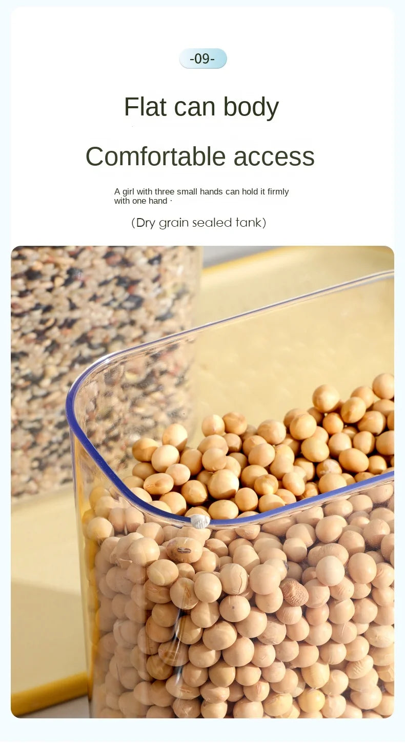 Large Capacity Sealed Jar Kitchen Cabinet Organizer Grain Soybean Nuts Storage Refrigerator Crisper Strong Plastic Sealed Tank