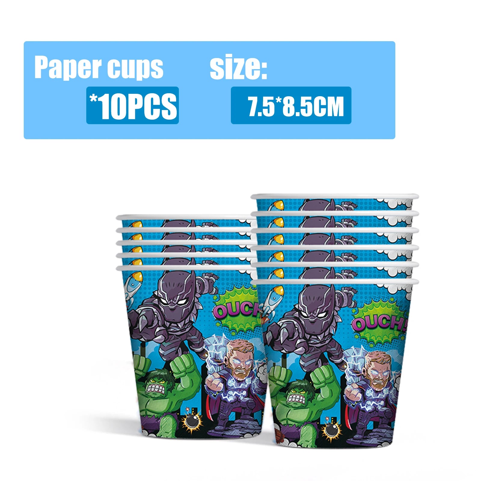 Marvel The Avengers Birthday Supplies Disposable Plate Napkin Cup Tablecloth Balloon for Kids Boy Superhero Party Decorations