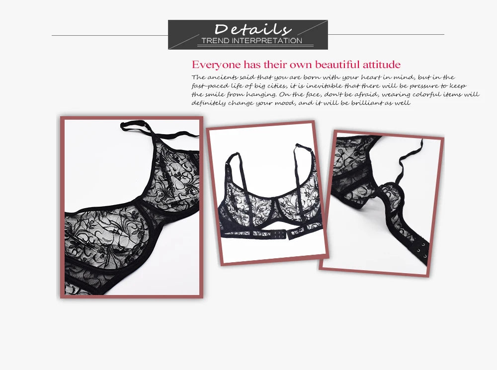 Womens Underwear Lace Bras Underwire BH Hollow Out Embroidery Elegant Casual Sexy Lingerie Tops Plus Size  Brassiere