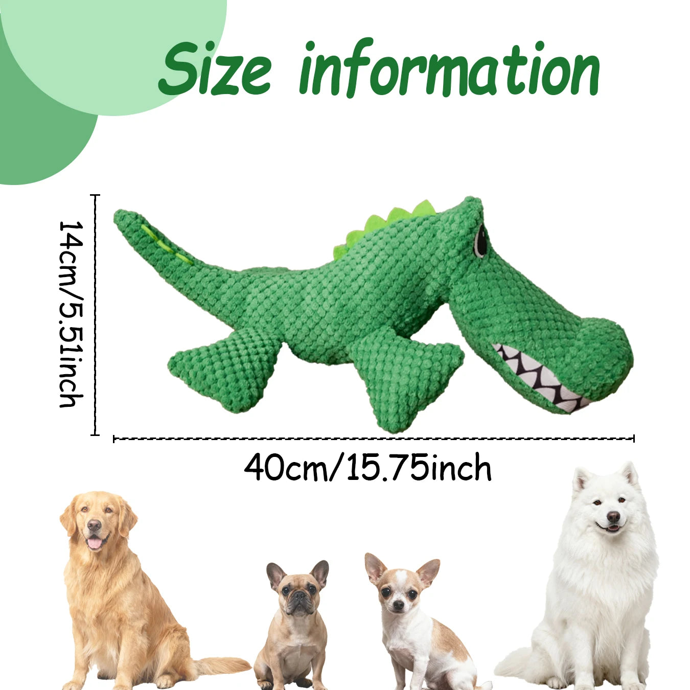 Tough Chew Dog Companion Toy, Pet Squeaky Toy, Large Dinosaur Toy, For All Breeds, Suitable for Heavy Chewers, Pet Companion Toy