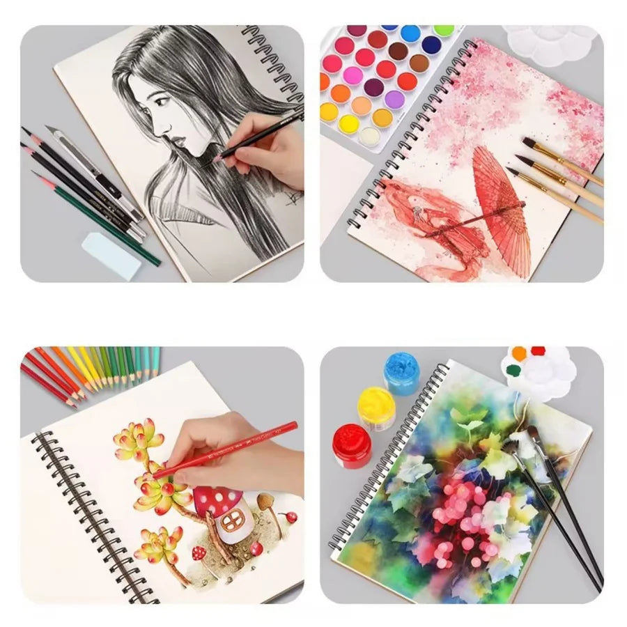 30 sheets of A4, A5, A6, 16K roll sketchbooks, spiral binding, environmentally friendly thick paper, acid-resistant.