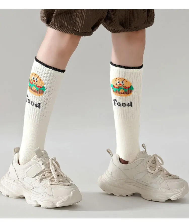 4 Pairs Long Socks Children's Newest Tennis Socks Knee Socks Cotton Striped Sporty Socks Boys Girls Skating Athletic Socks