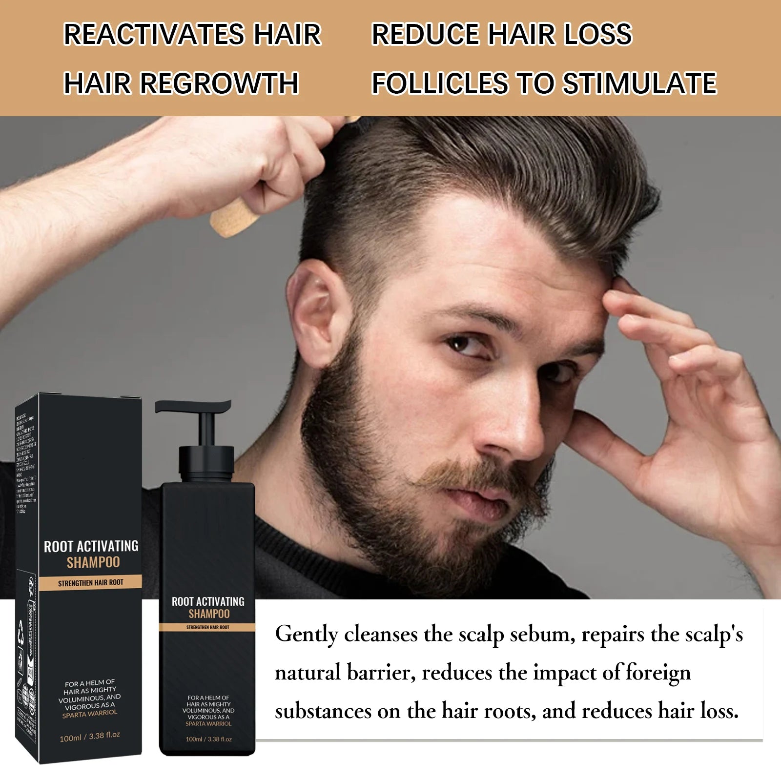 Hair Growth Shampoo for Men Strengthen Scalp Nourishing Anti Hair Loss Moisturizing Repairing Non-greasy Oil Control Clean 100ml