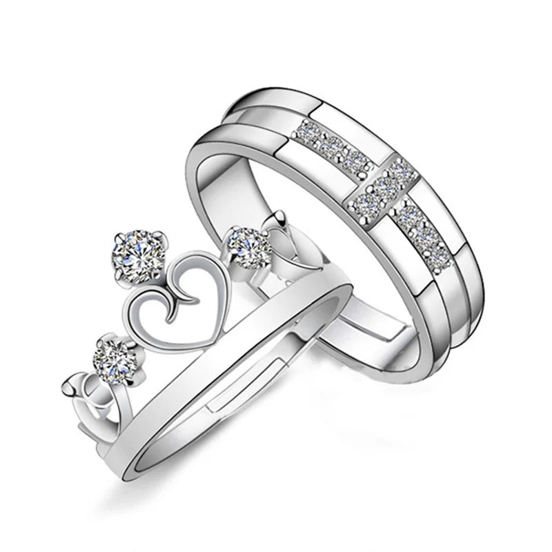 Classic Couple Rings For Men Women CZ Stone Trendy Wedding Lovers' Ring Jewelry Romantic Valentine's Day Present Ring Accessory