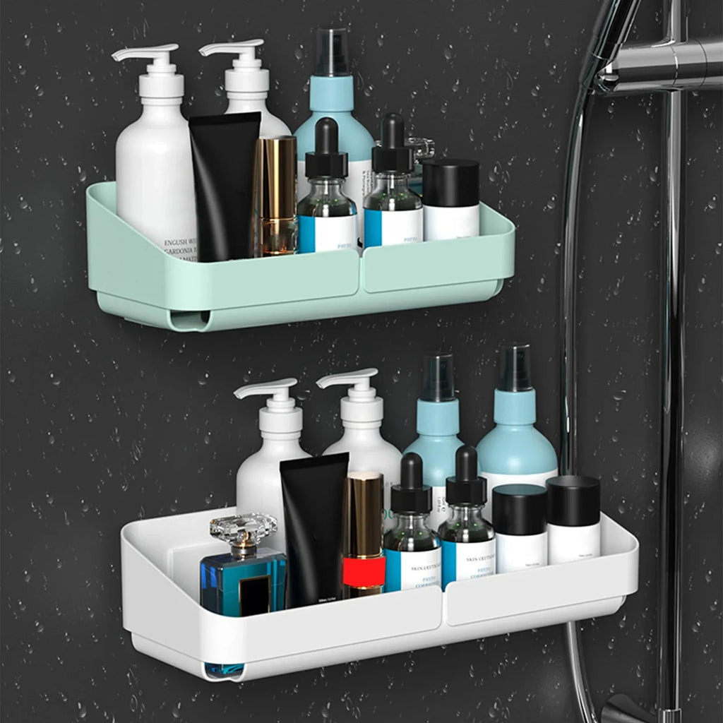 Bathroom  Kitchen Convenience Rack Shelf Makeup Storage Organizer Cosmetics Shampoo Rack Shower Shelf Wall Spice No Drilling
