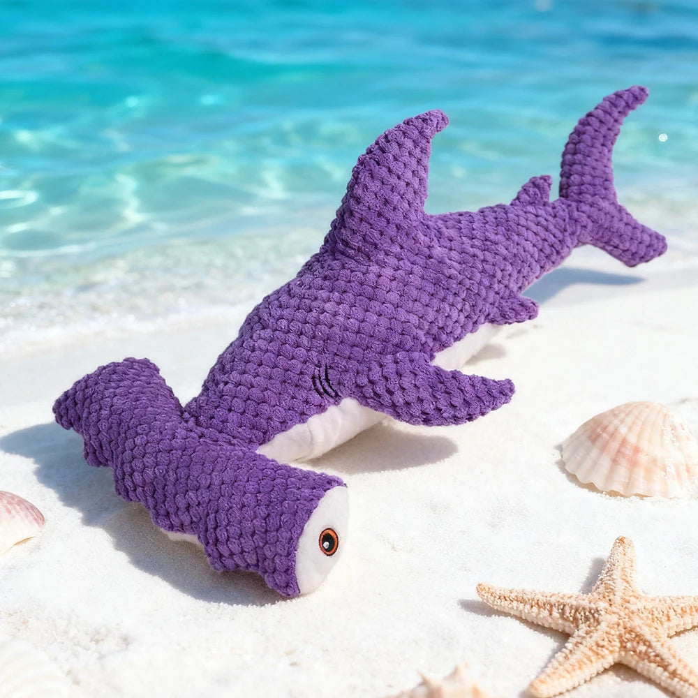 Pet Bite-Resistant Plush Interactive Toy with Sound, Shark-Shaped, Suitable for Large, Medium, and Small Pets Such as Cats and Dogs, Double-Layer Fabric, Built-In Airbag