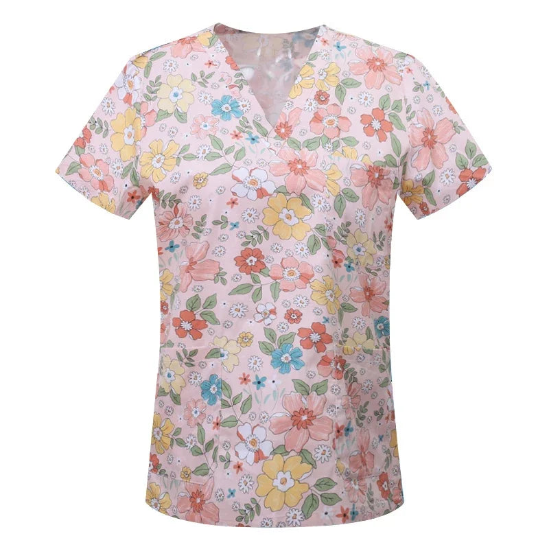 Women's Nursing Clothing High-quality Print Top Accessories Doctors Medical Uniform Hospital Nurse Beauty Salon Scrubs Top Women