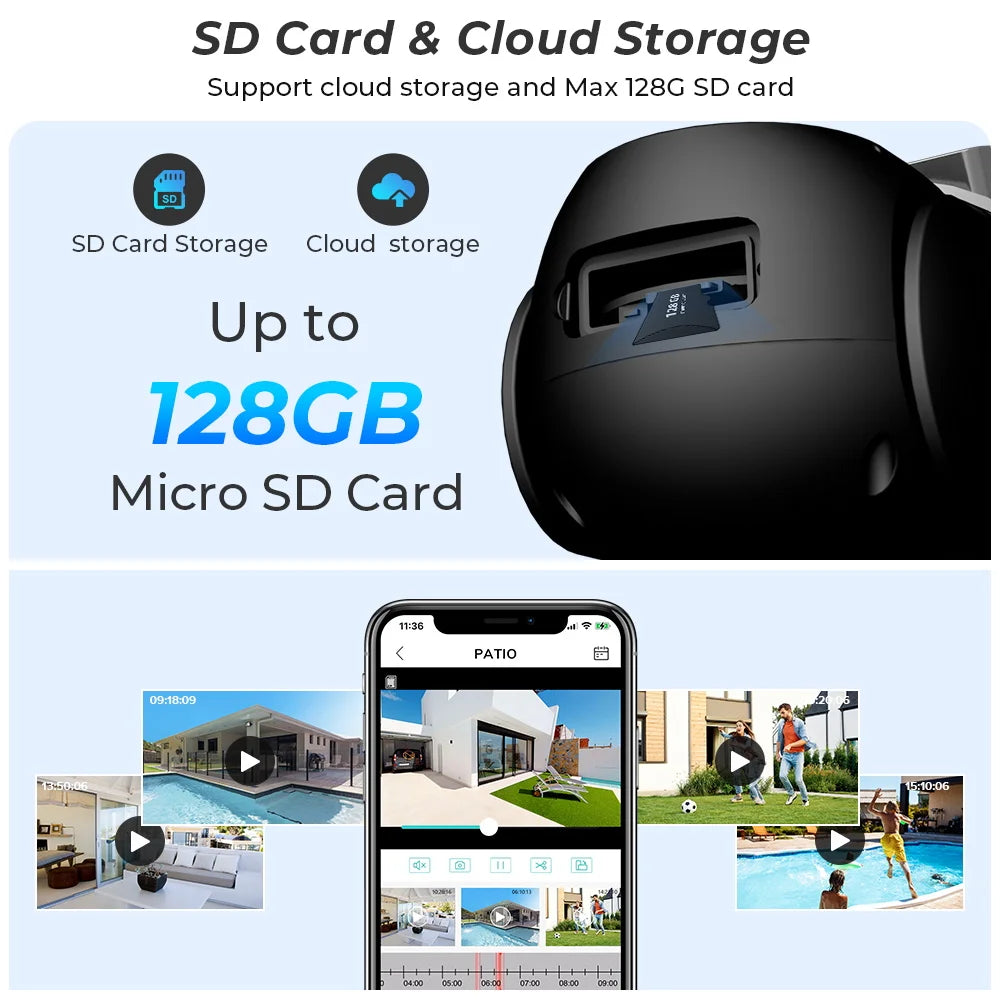 8MP 4K Dual Lens PTZ IP Camera Outdoor Ai Human Detection CCTV Security Camera Color Night Vision Wifi Surveillance Camera ICsee